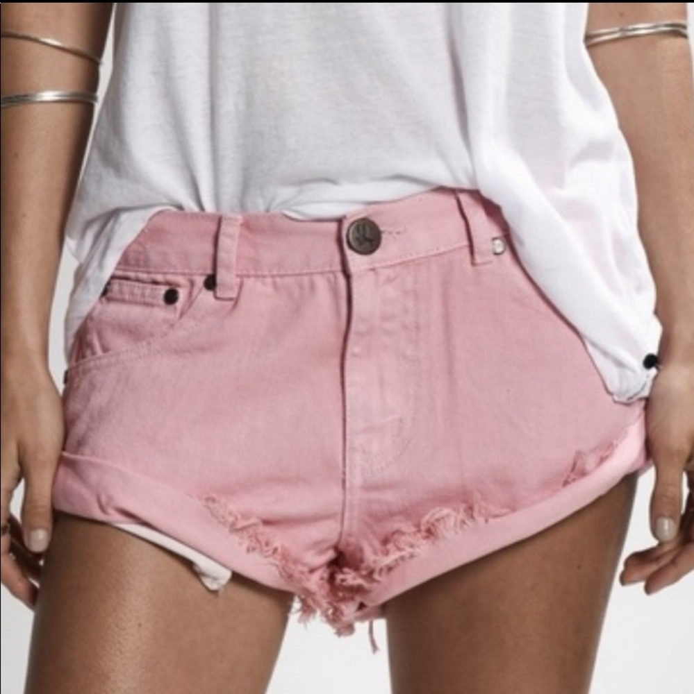 One teaspoon pink cuffed cheeky shorts size 24